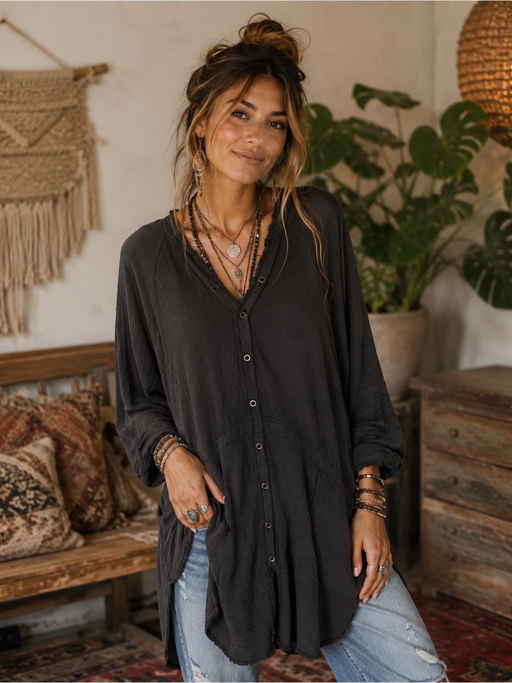 Free People "We The Free Summer Daydream Button down